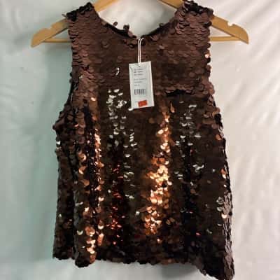 Seed Womens  Size 8 Sleeveless Top Brown 