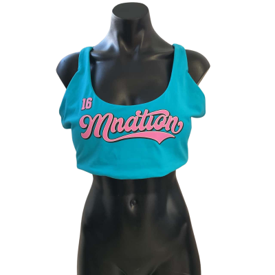 Muscle Nation Womens  Size XXL Black  / Blue / Pink  