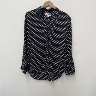 Trenery Long Sleeve Shirt Navy Blue / Polka Dot - Size XS