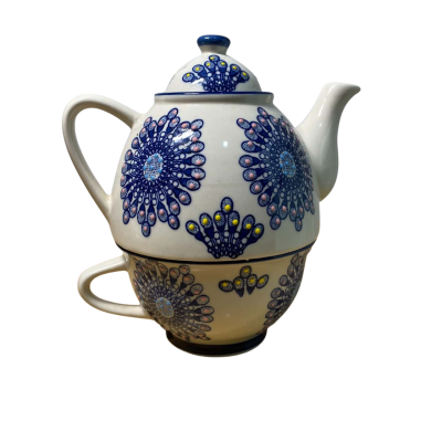T2 Blooming Dot Pattern Tea For One Cup & Teapot Combination