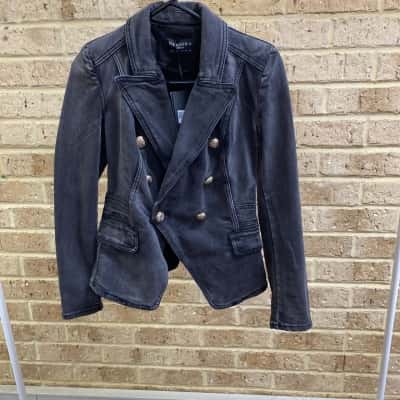 Decjuba Womens  Size 6 Ellen Denim Blazer Black  