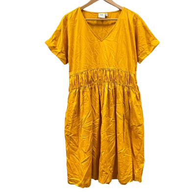 ELK Golden Yellow V-Neck Ruched Dress Size 8