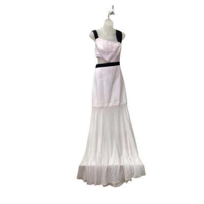 BCBG Maxazria - One Shoulder Cutout Waist Gown Size 12 in the Softest of Pink