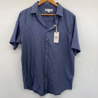Rivers Blue Short Sleeve Button Up Cotton Shirt