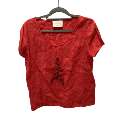 Donna Donna Womens  Size S Short Sleeve Top Red (f)