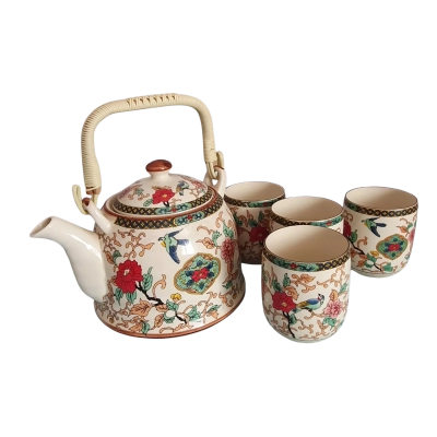 Chinese Porcelain Tea Pot with 4 Cups