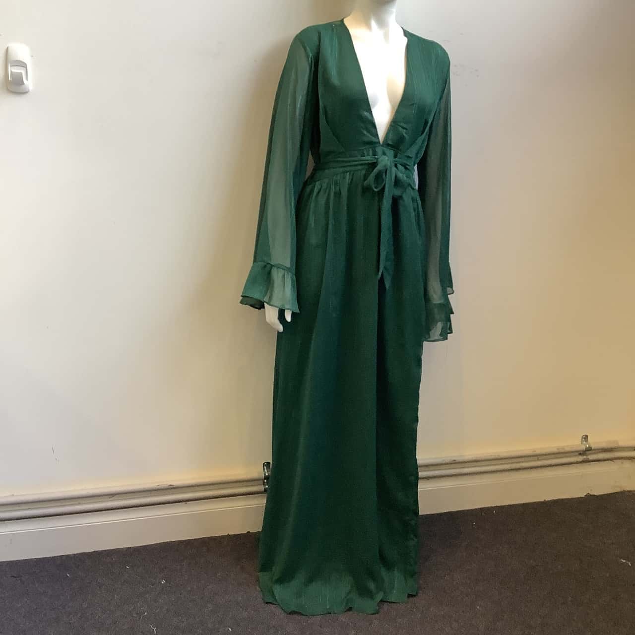 showpo green maxi dress Tropic Muse Beaded Cowl Maxi Dress