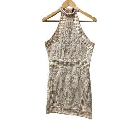 Pretty Little Thing Womens  Size 12 Beige / White dress (f)