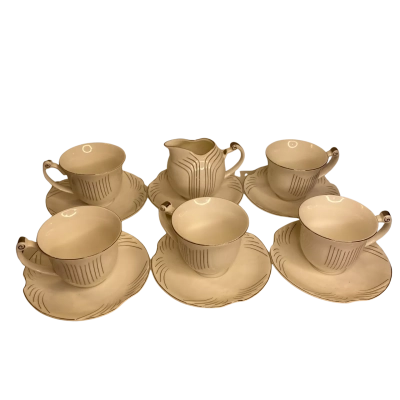 Set of 6 Hi-Luxe Czech Design Fine Bone China Handmade 24CT Gold