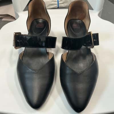 Bared  Women's  Leather Low Heel Shoes with Strap Size 40 Black  