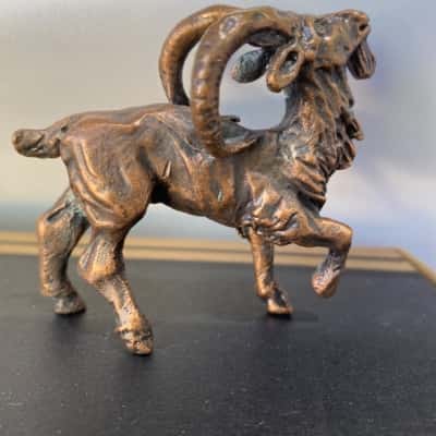 Miniature cast/ metal, ram goat figurine 6x 5 cm 