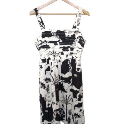 Nicole Miller Womens  Size 10 Maxi Dress Black  / Floral / Pattern / White 