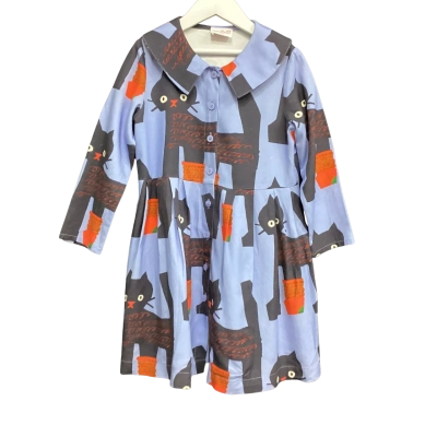 Gorman Kids  Size 4 / 5 Long Sleeve Black Cat Dress Black  / Blue 