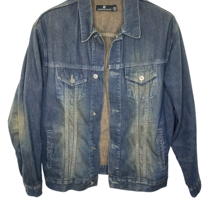 Jonathan Adams Womens  Size L Denim Button Up Top Navy Blue 
