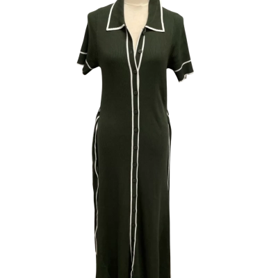 Calli Women’s Maxi Dress Green / White with Tie Belt - Brand New with Tags - RRP $170.00