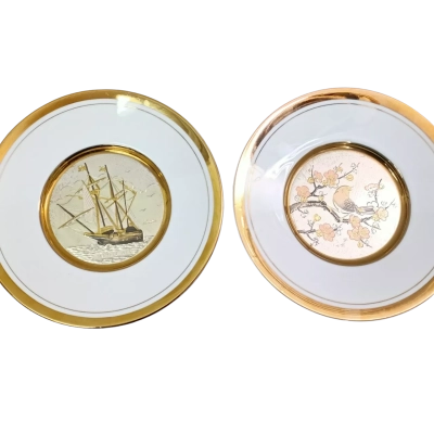 Simco Art-ware Chokin 24k Gold Edged Collectors Plates