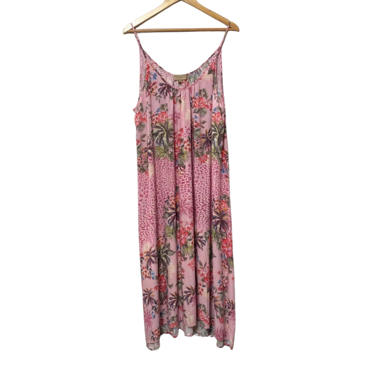 Women’s Kachel Size L Pink Animal Print & Floral Midi Dress