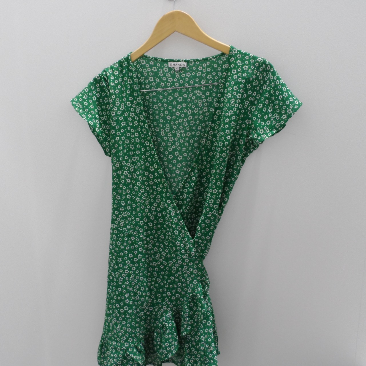 green emerald velvet dress Side Ruched Dress in Green Floral main image 0