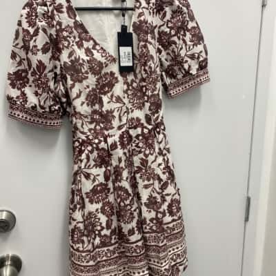 Portmans Womens  Size 10 Casual Dress / Midi Dress Maroon / White 