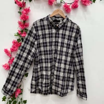 Country Road Mens Slim Fit Checked Shirt Size XL Brown / Grey / Navy Blue 