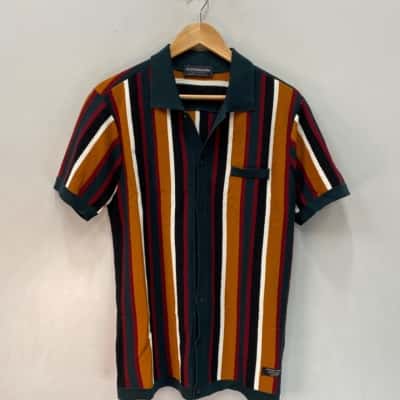 Scotch & Soda Mens  Size M Short Sleeve Shirt Burnt Orange / Green / Red 