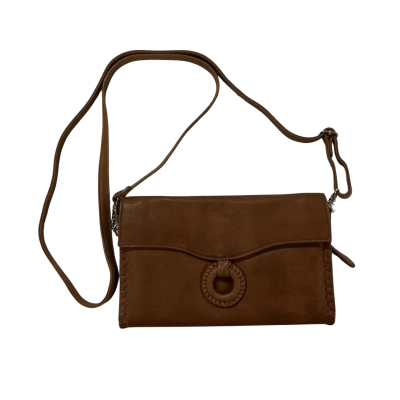 Houston Fashions Womens RFID Protected 100% Leather Cross Body Bag Brown 