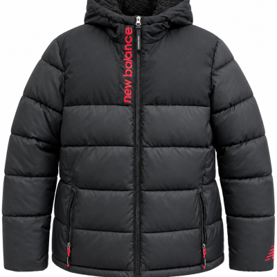 New Balance Black Hooded Puffer Jacket