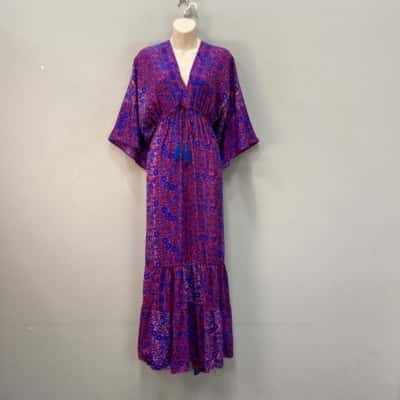 Mystic Moon  Womens  Size 14 Maxi Dress Blue / Pink  