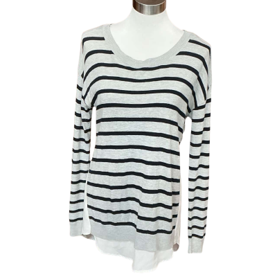 Witchery Womens  Size 12 Long Sleeve Top Black  / Grey / Striped / White 