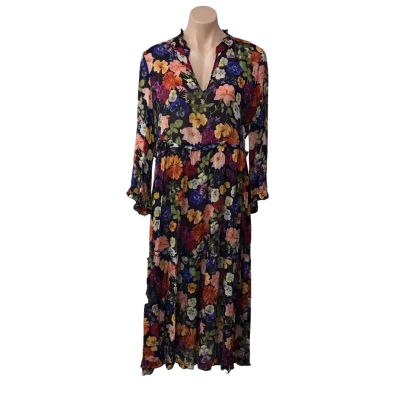 Sussan Womens Size 12 Multicoloured Floral Long Sleeve Maxi Dress 