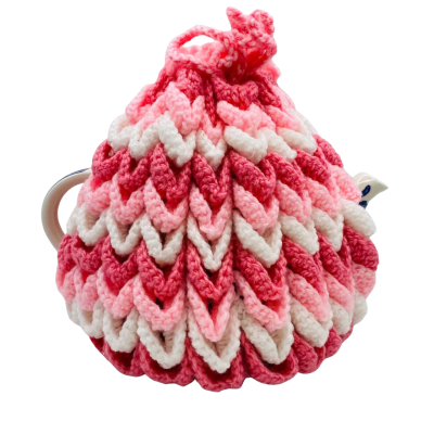 Hand Crocheted Tea CosyPink White Large  (Teapot not included-for illustration only) JK4
