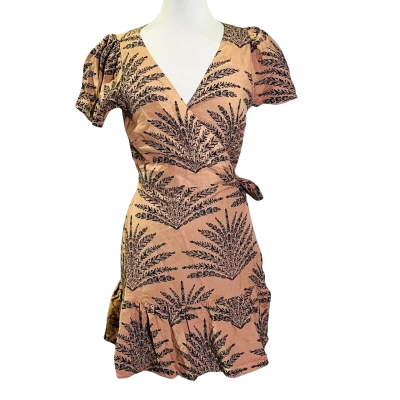 SEED Size 12 Casual Linen Dress Brown 