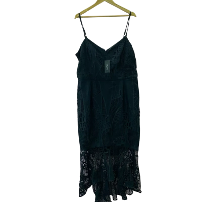 City Chic Black lace look midi dress Women's size M