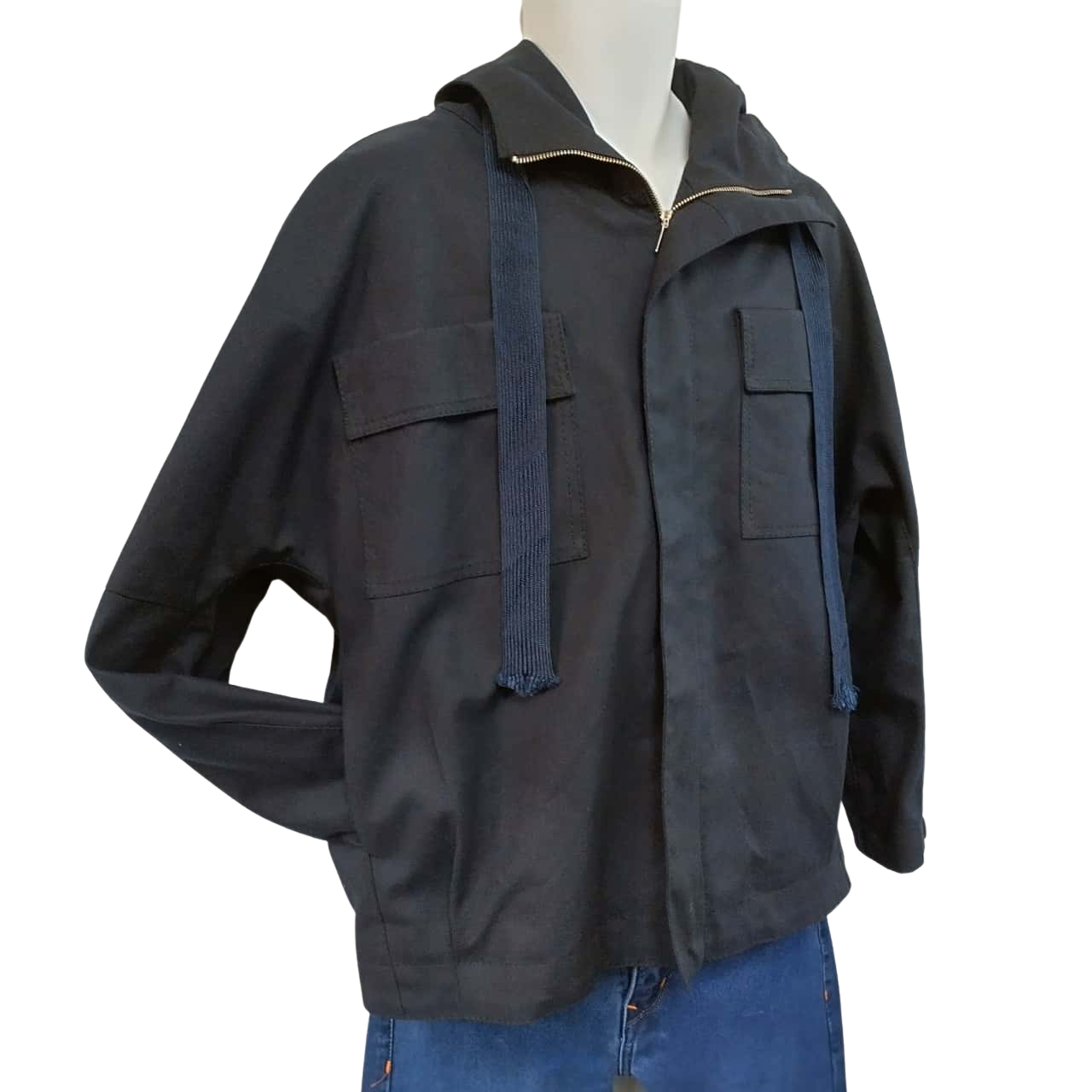 Zara Mens Medium Front Zipper / Hood Jacket / Winter Jacket Blue / Navy