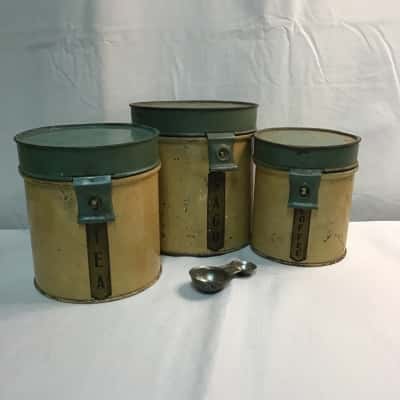 3 Cannister Tins - One Sago, One Tea, and one Coffee