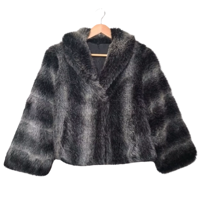 Otex Women's Size S Black and White Faux Fur Jacket