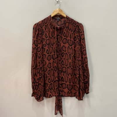 Country Road Womens  Size M Blouse Snake print / Black  / Brown 