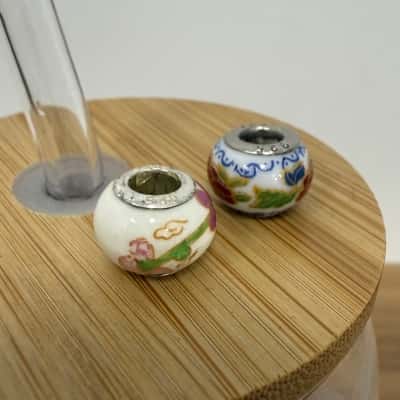 Sterling Silver & Porcelain Bead Charms