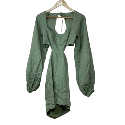 Brand New - Amalie Linen Mini Dress in Sage - Size 12