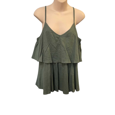Betty Basics Womens  Size 12 Cami  / Shoestring Strap Top / V-Neck Top Green 