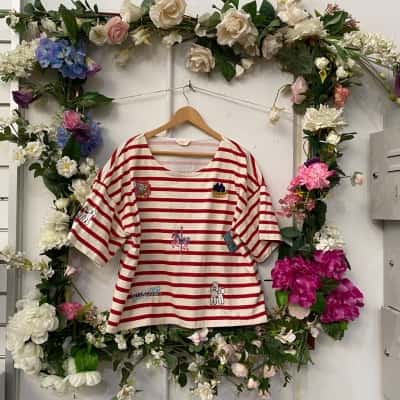 Gorman Womens  Size 18 Short Sleeve Top Red / White 