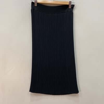 Jigsaw Womens  Size L Midi Ribbed Stretch Skirt Black  