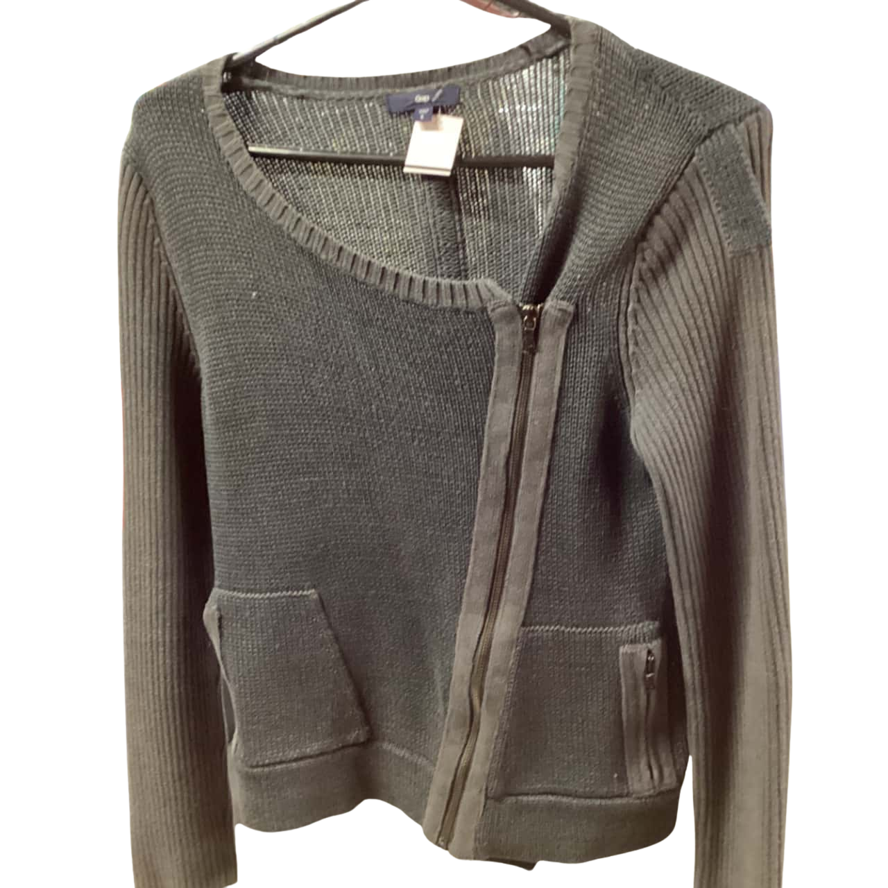 Gap Womens Front Zipper Grey Knit Jacket