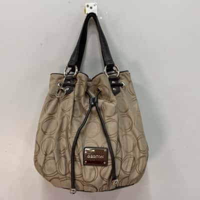 Oroton Large Bucket Style Handbag / Shoulder Bag Beige / Brown 