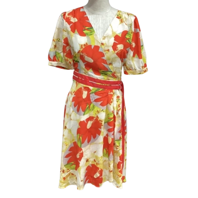  NEW Five Paddington  Size XL Short Sleeve Dress  Brown / Burnt Orange / Yellow 