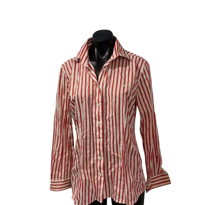 R.M. Williams Womens  Size 12 Blouse Pinstriped / Red / White 