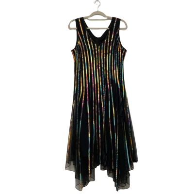 BNWT Caroline Morgan Womens Dress Size 16 Black  / Multicoloured rrp$149.95