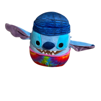 Squishmallow Stitch Wearing Beanie and Tie Dye shirt Disney Stuffed Plush 