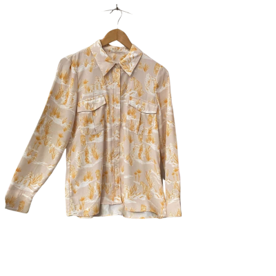 Karen Walker Womens  Size 8 Long Sleeve Shirt Pattern / Pink  / Yellow 
