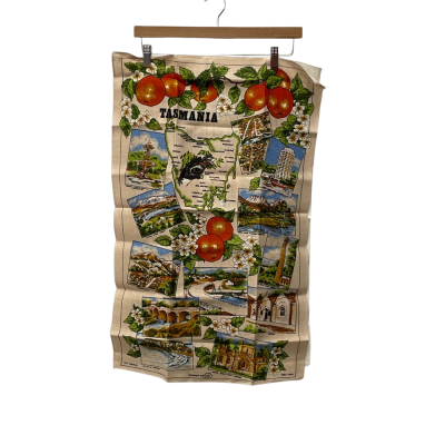 2pcs  Linen Tea Towels Of  Cairns & Tasmania 
